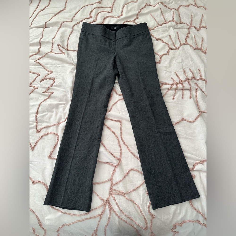 LOFT Petite 2p Zoe Boot Cut Gray Pants - Business Casual, Office Attire